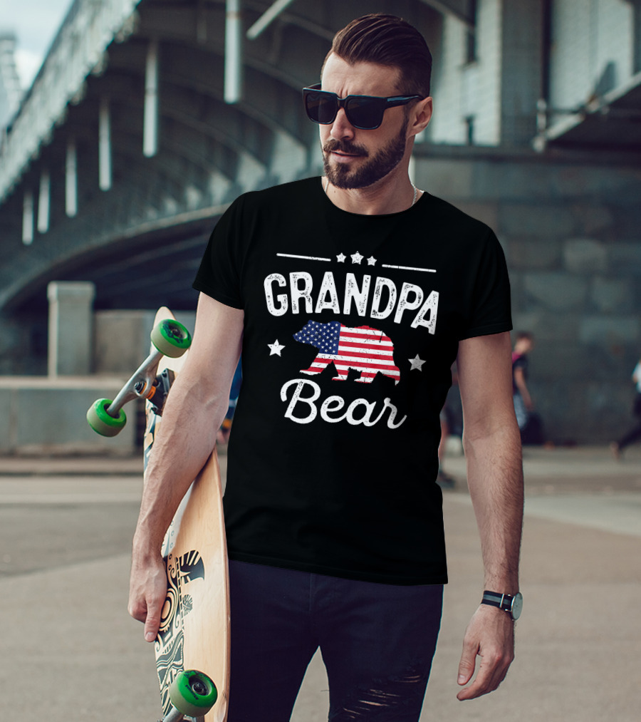 Grandpa Bear American Flag T-Shirt