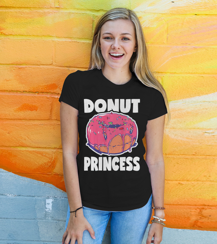 Donut Princess Vintage Baked Fried Cake Pink Sprinkles Fun T-Shirt