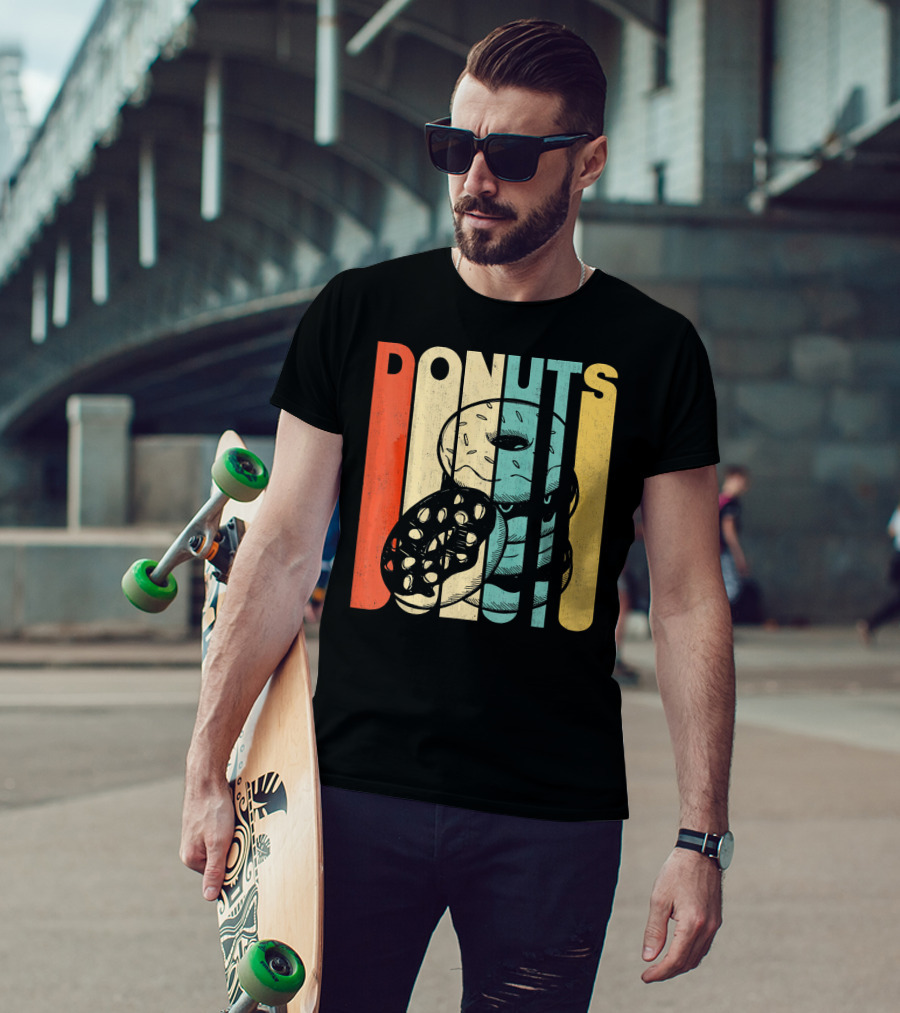 Vintage Retro Donuts Striped T-Shirt