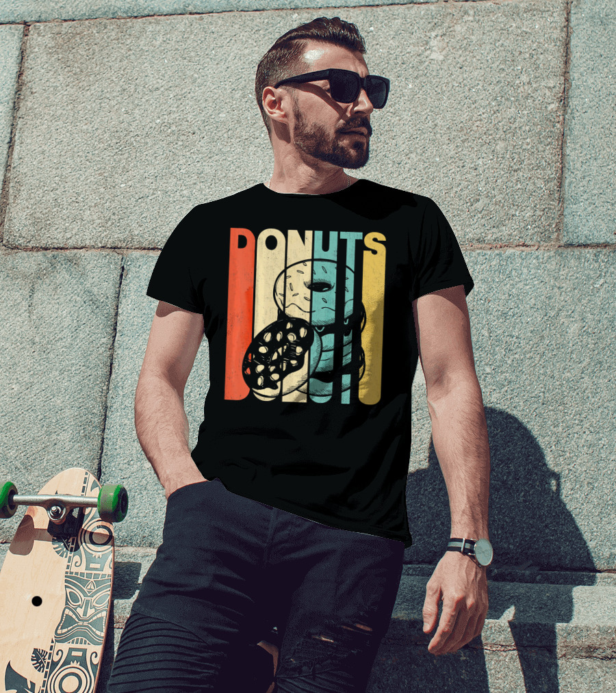 Vintage Retro Donuts Striped T-Shirt