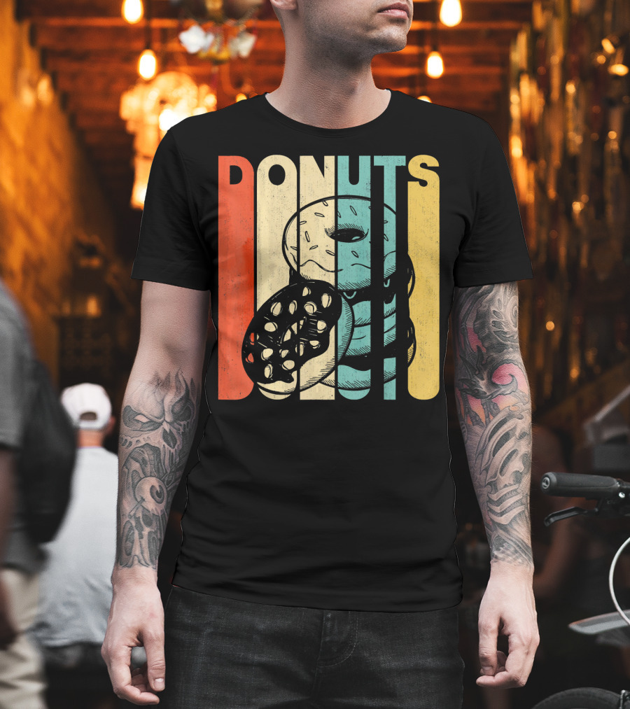 Vintage Retro Donuts Striped T-Shirt