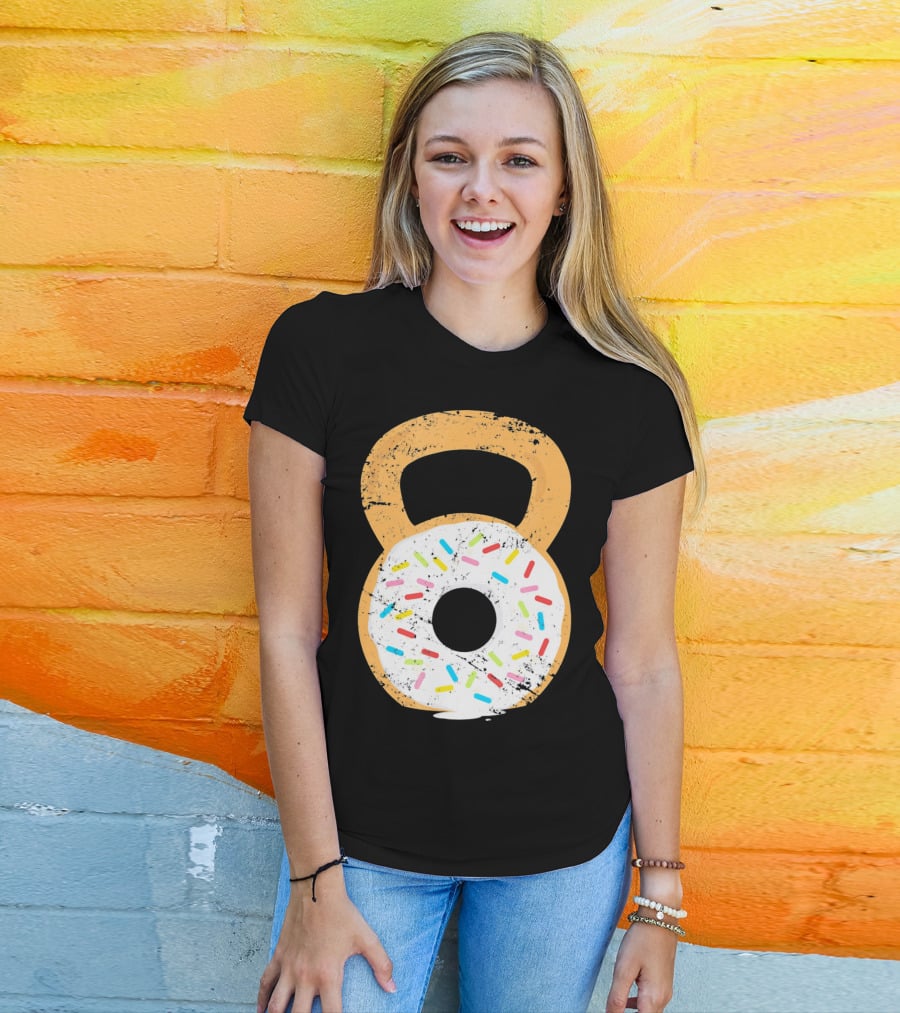Kettlebell Doughnut With Sprinkles Fitness Humor T-Shirt