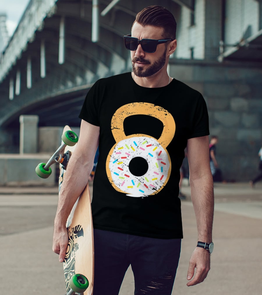 Kettlebell Doughnut With Sprinkles Fitness Humor T-Shirt