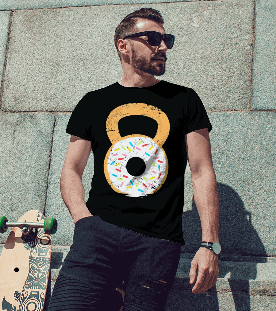 Kettlebell Doughnut With Sprinkles Fitness Humor T-Shirt