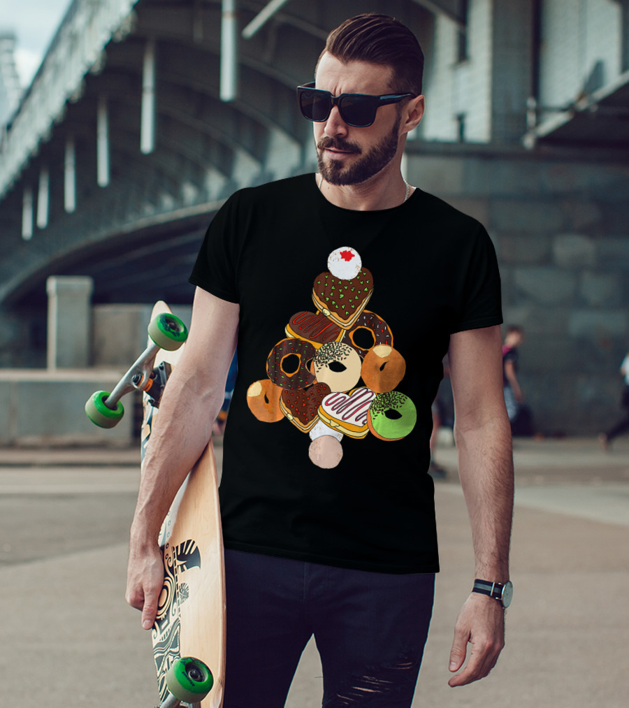 Christmas Tree Made Of Festive Holiday Donuts T-Shirt