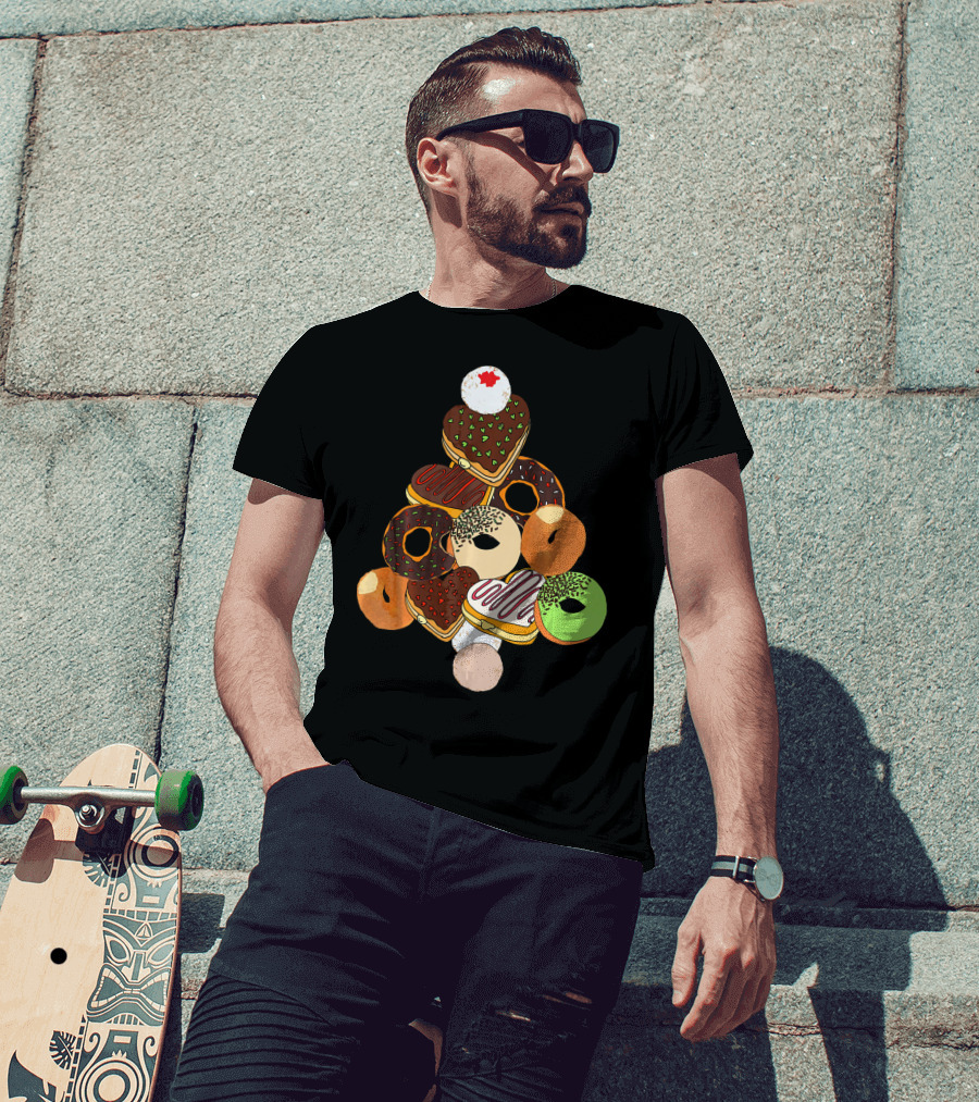 Christmas Tree Made Of Festive Holiday Donuts T-Shirt