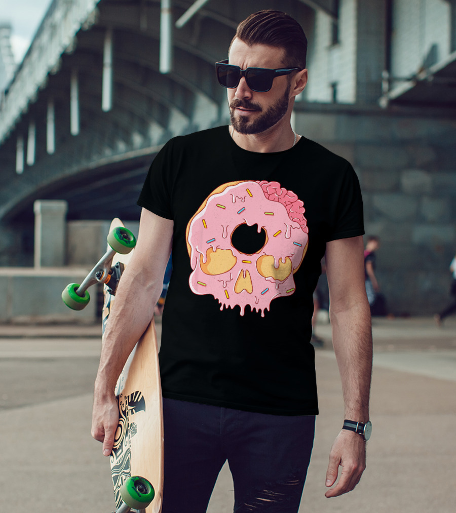 Donut Skull With Sprinkles And Brain Drip T-Shirt