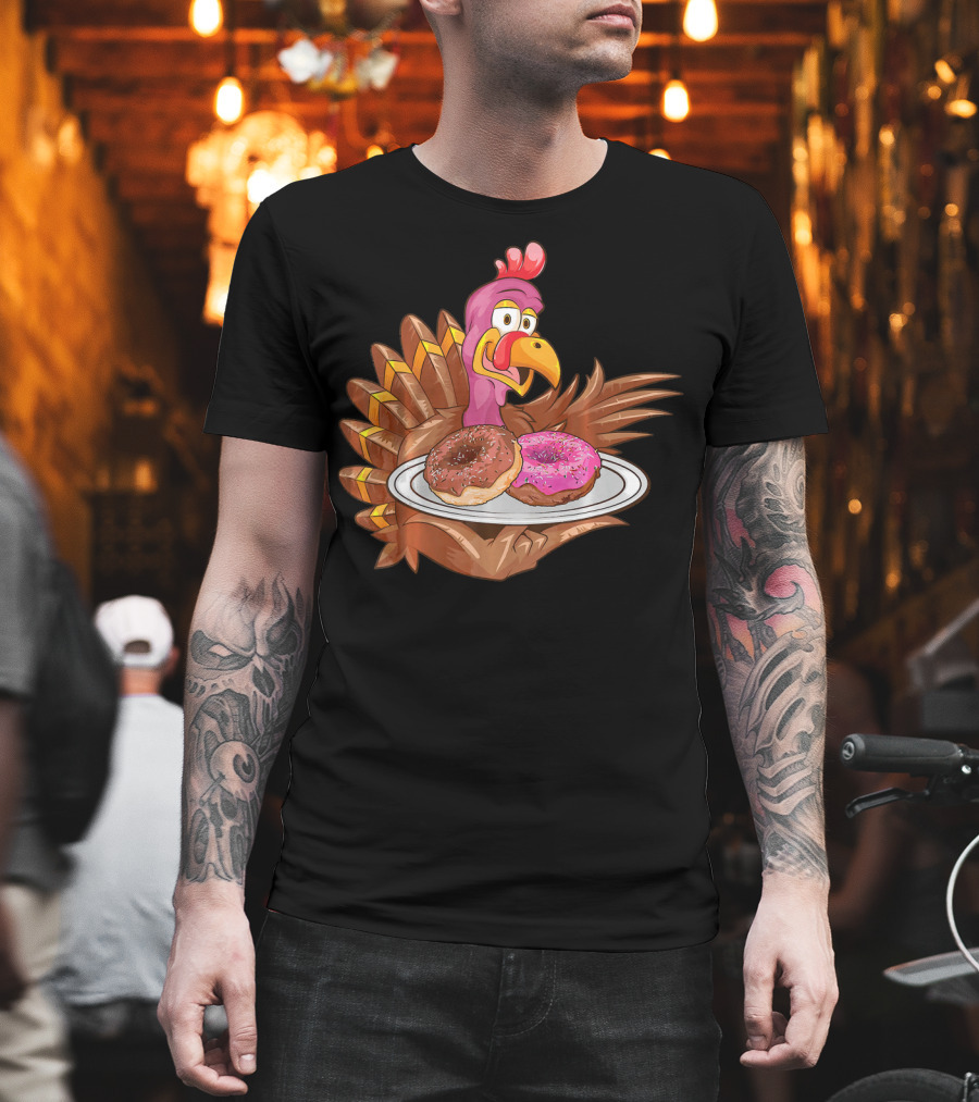 Cute Turkey Serving Donuts T-Shirt