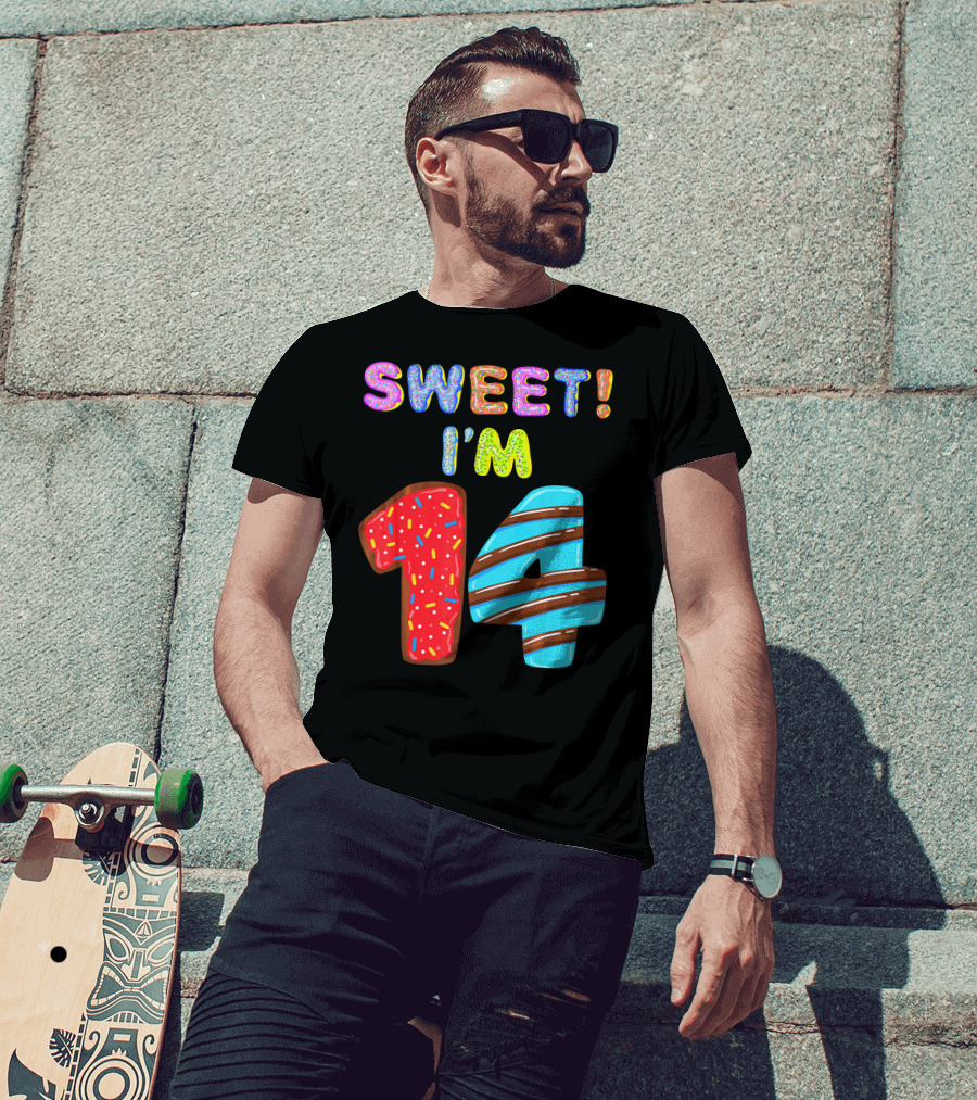 Sweet I'm 14 Birthday Donut Sprinkles Fun T-Shirt