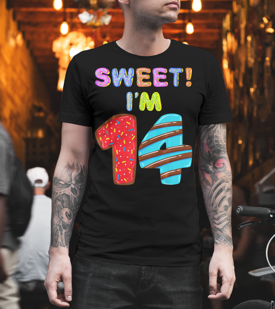 Sweet I'm 14 Birthday Donut Sprinkles Fun T-Shirt