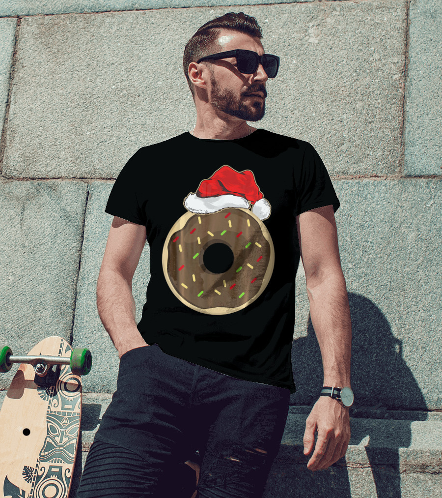 Santa Hat Donut Lover Christmas Treat T-Shirt