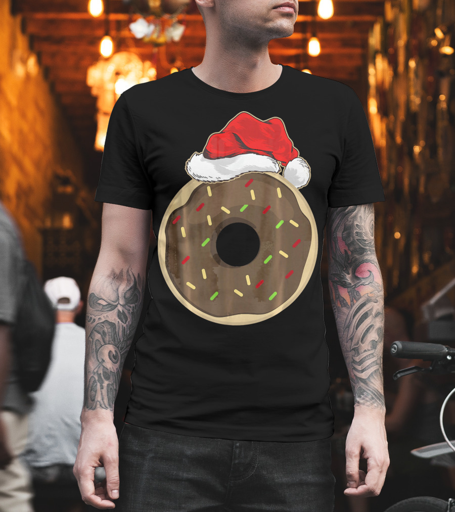 Santa Hat Donut Lover Christmas Treat T-Shirt