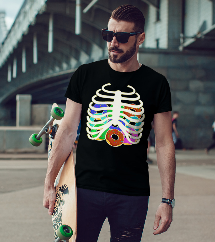 Halloween Food Costume Rib Cage Skeleton Donuts T-Shirt