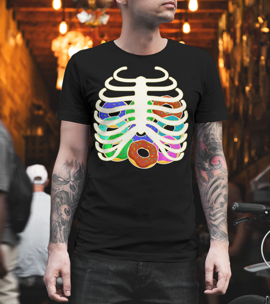 Halloween Food Costume Rib Cage Skeleton Donuts T-Shirt