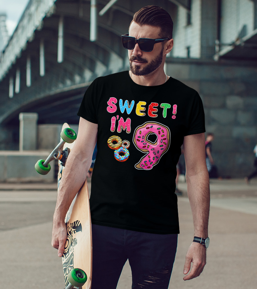 Sweet I'm 9 With Colorful Donuts T-Shirt