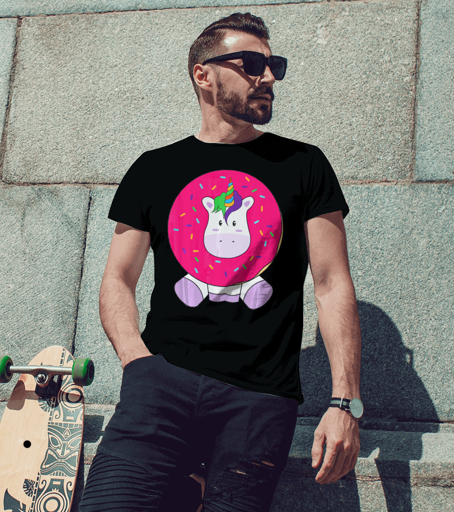 Kawaii Unicorn Donut With Sprinkles Cute Girly T-Shirt