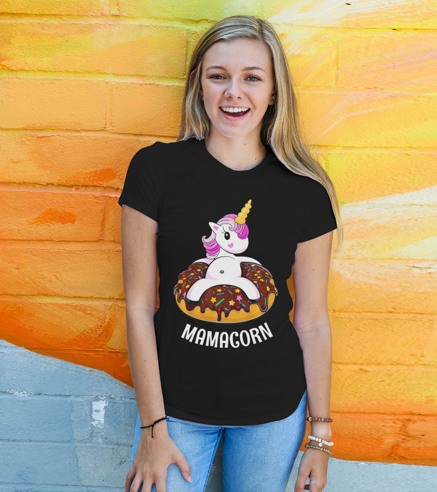 Mamacorn Unicorn Donut With Sprinkles And Stars T-Shirt