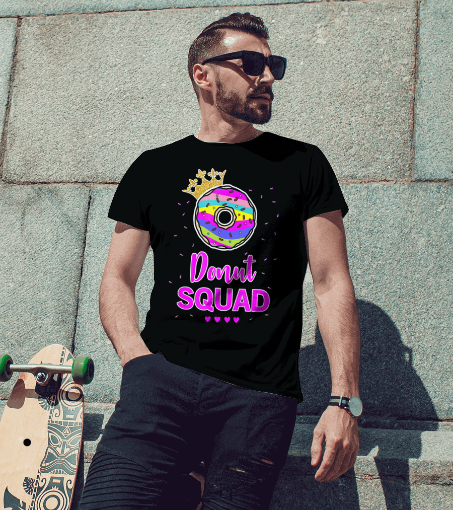 Donut Squad Birthday Girl With Crown And Hearts T-Shirt