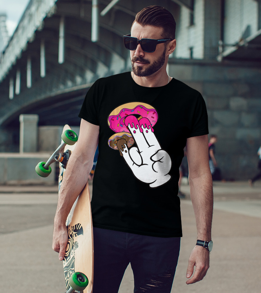 Funny Donuts With The Shocker Hand Gesture And Sprinkled Frosting T-Shirt