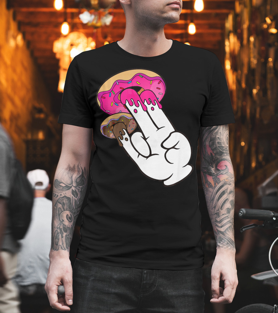 Funny Donuts With The Shocker Hand Gesture And Sprinkled Frosting T-Shirt