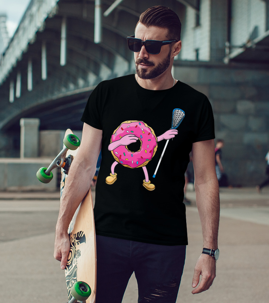 Dabbing Donut Playing Lacrosse With Sprinkles T-Shirt