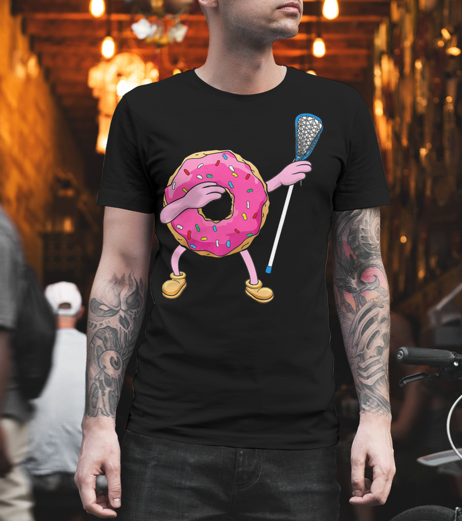Dabbing Donut Playing Lacrosse With Sprinkles T-Shirt