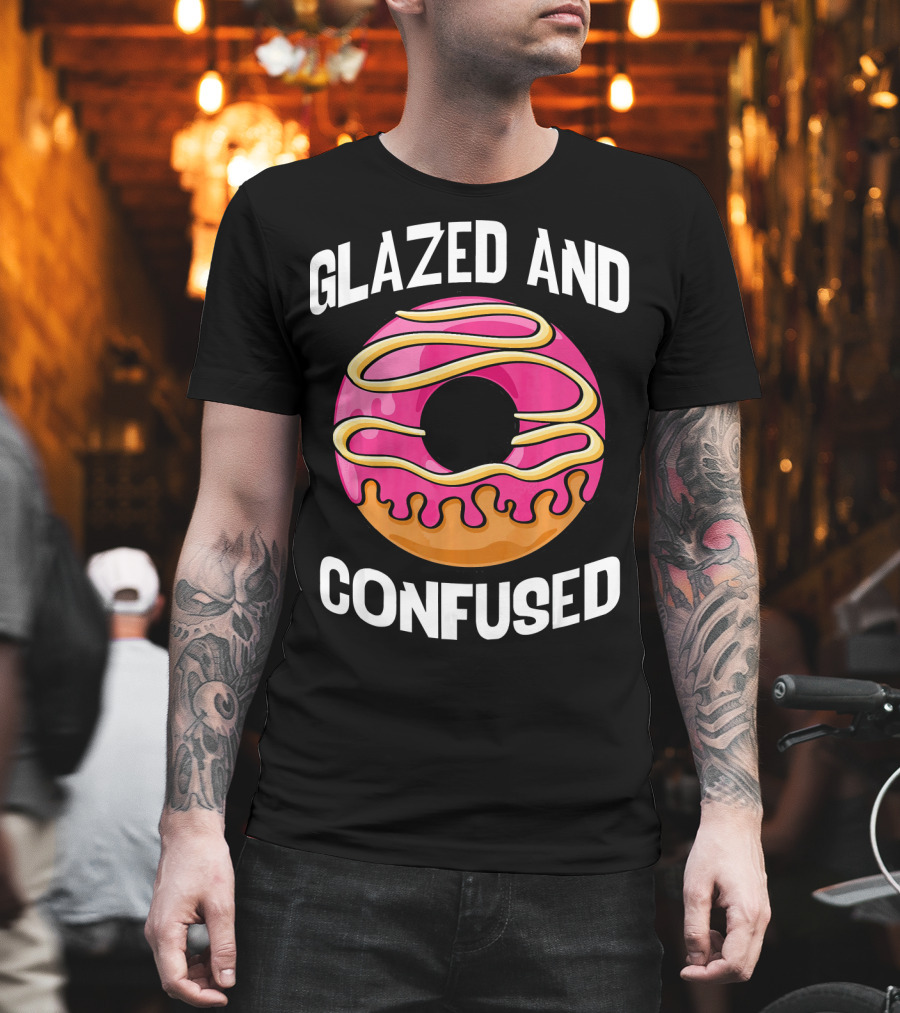 Glazed And Confused Pink Donut With Dripping Icing T-Shirt