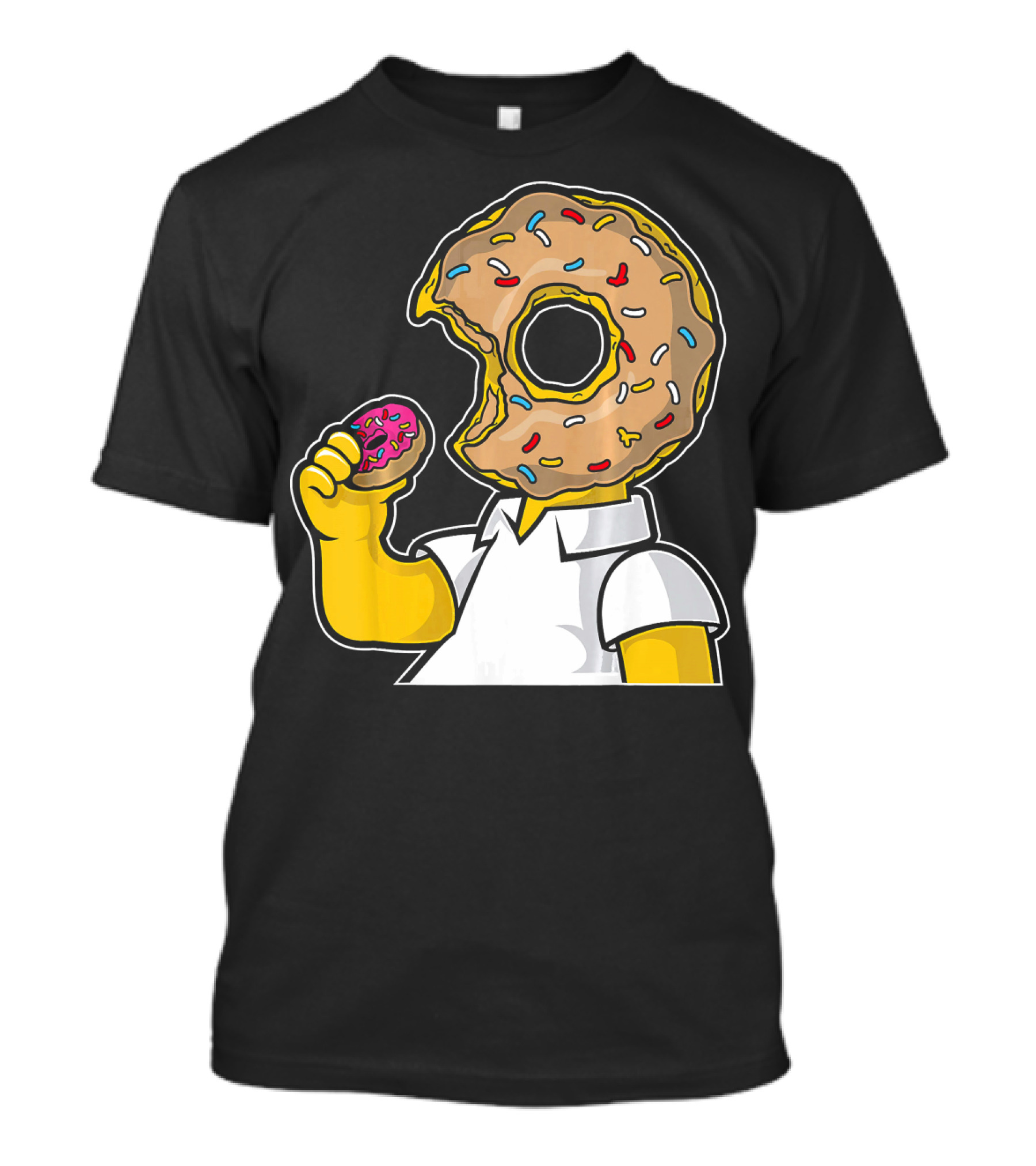 MMMM Donuts Head Character With Classic Sprinkles And Pink Frosted Bite T-Shirt