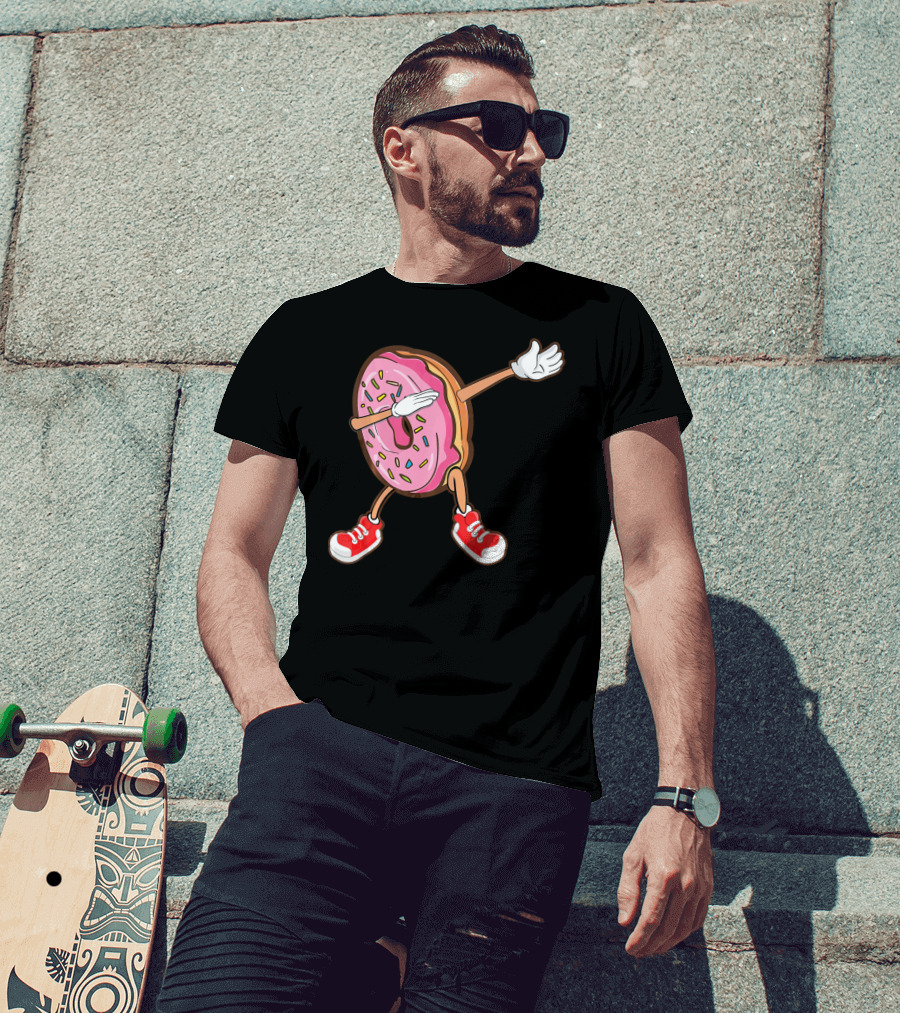 Dabbing Strawberry Frosted Donut With Sprinkles And Red Sneakers T-Shirt