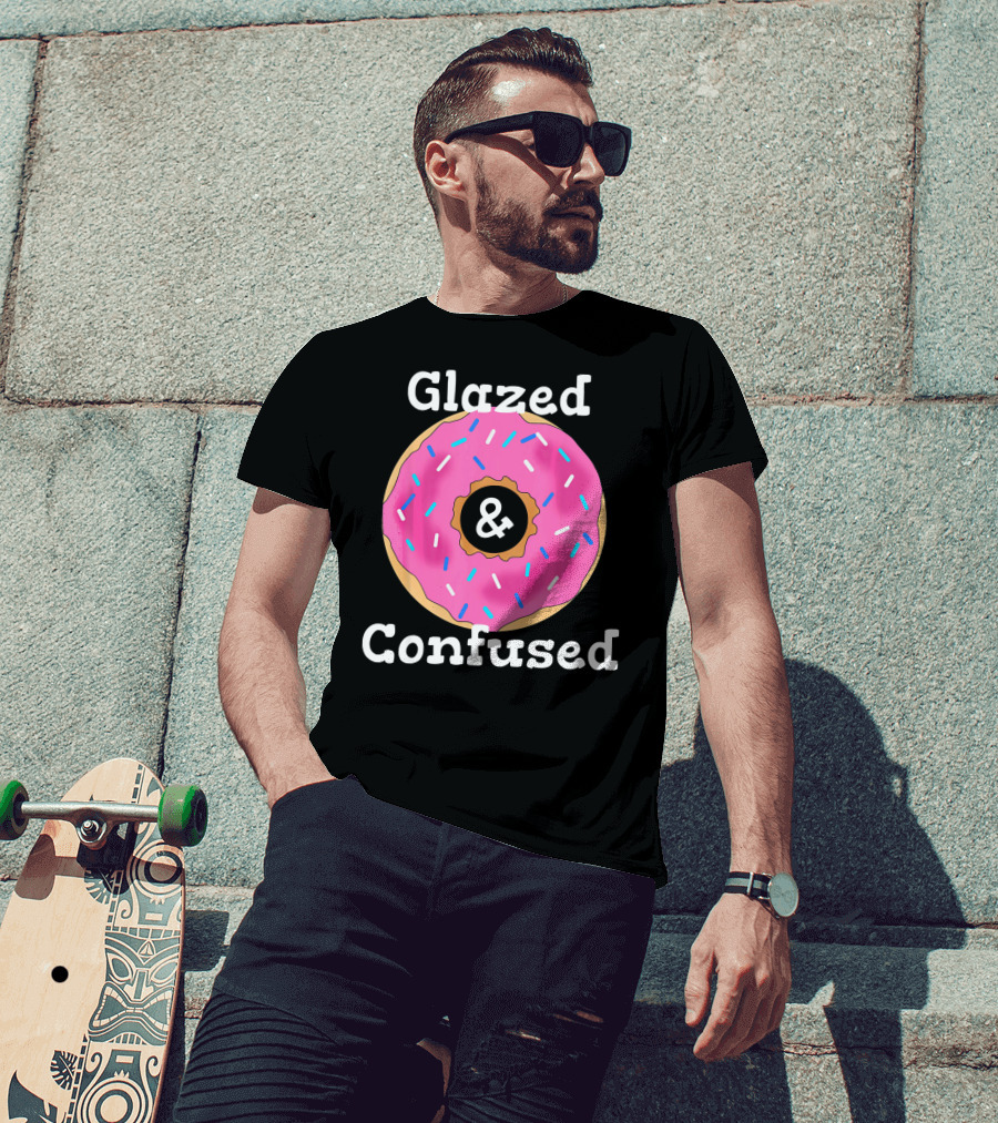 Glazed And Confused With Pink Sprinkled Donut T-Shirt