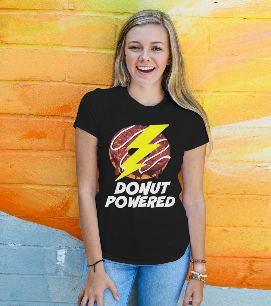 Donut Powered Lightning Bolt Donut With Sprinkles T-Shirt