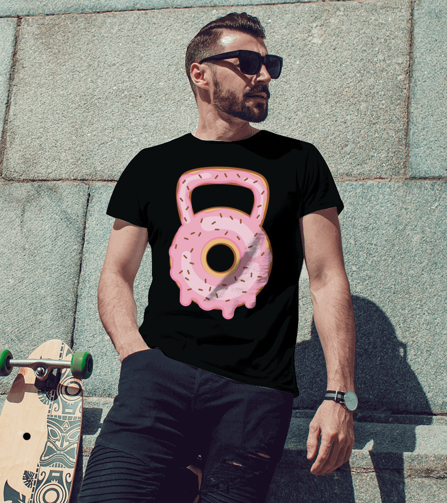 Kettlebell Donut Lover Gym Workout Pink Sprinkles T-Shirt