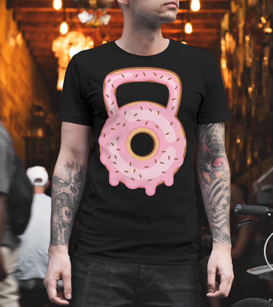 Kettlebell Donut Lover Gym Workout Pink Sprinkles T-Shirt