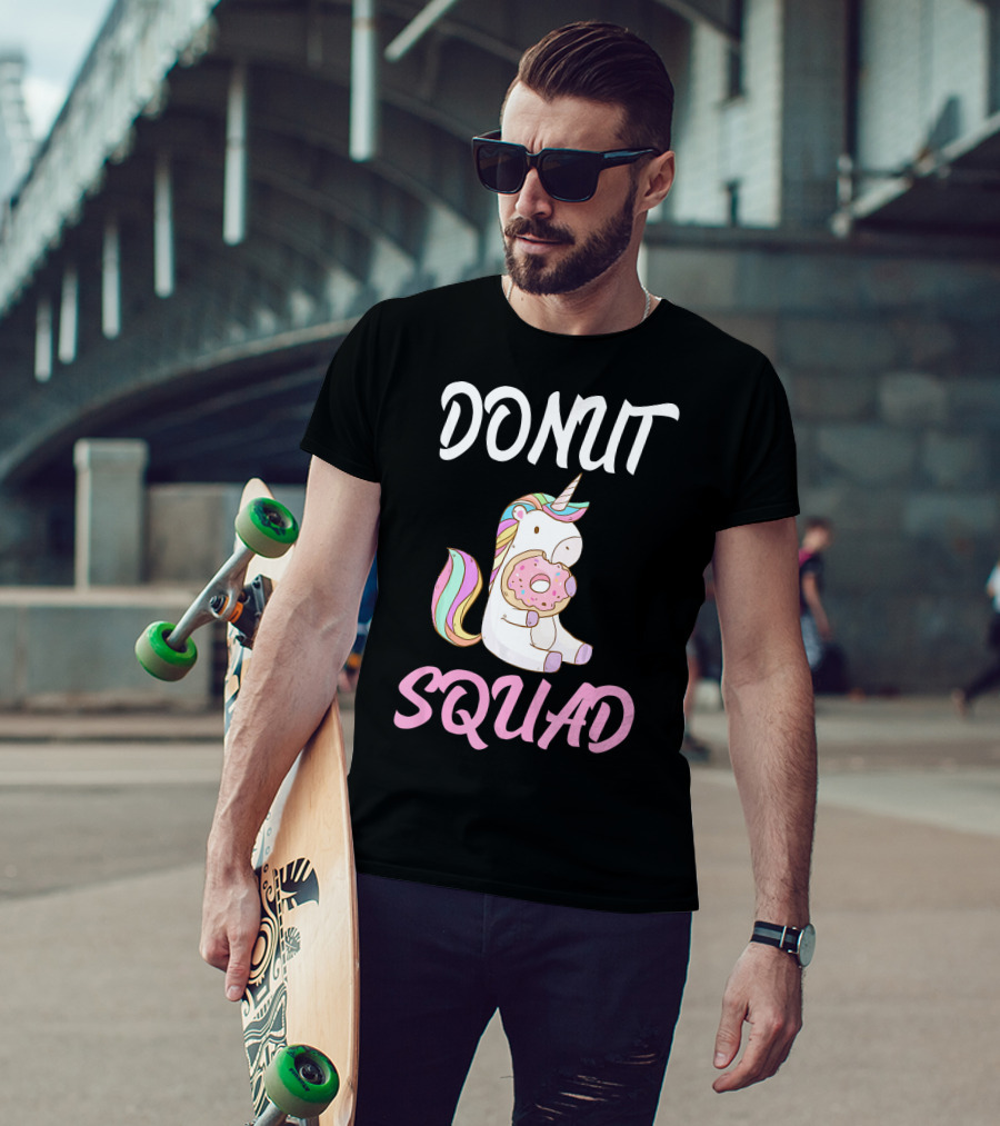 Donut Squad Unicorn Holding Donut With Cute Expression T-Shirt