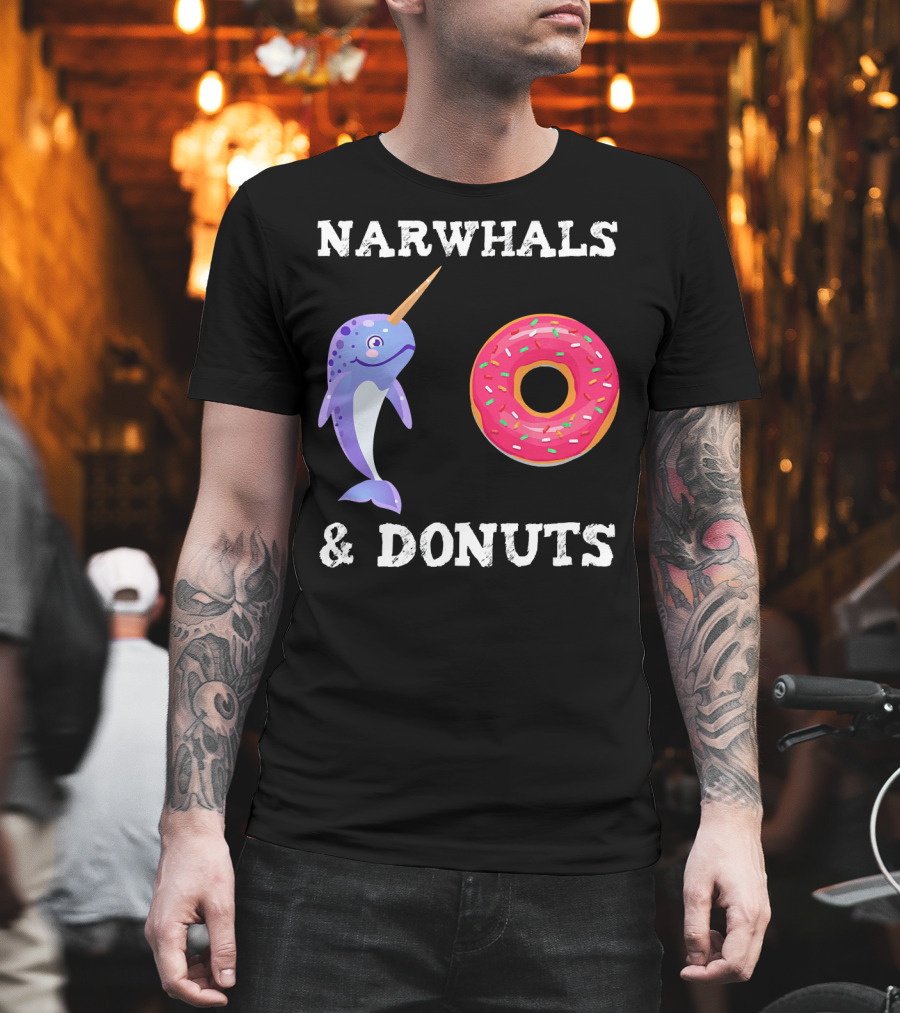Narwhals and Donuts Funny Doughnut Combo T-Shirt