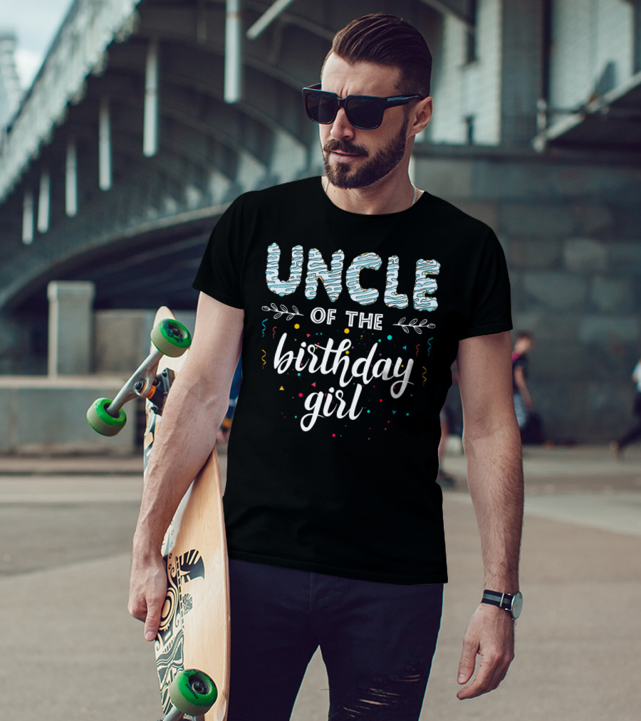 Uncle Of The Birthday Girl Confetti Fun T-Shirt