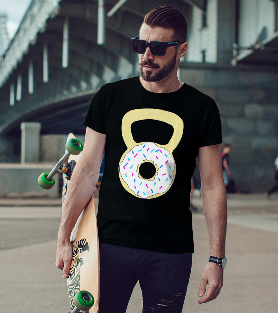 Kettlebell Donut Fitness Workout Sprinkled Sweet Motivation T-Shirt