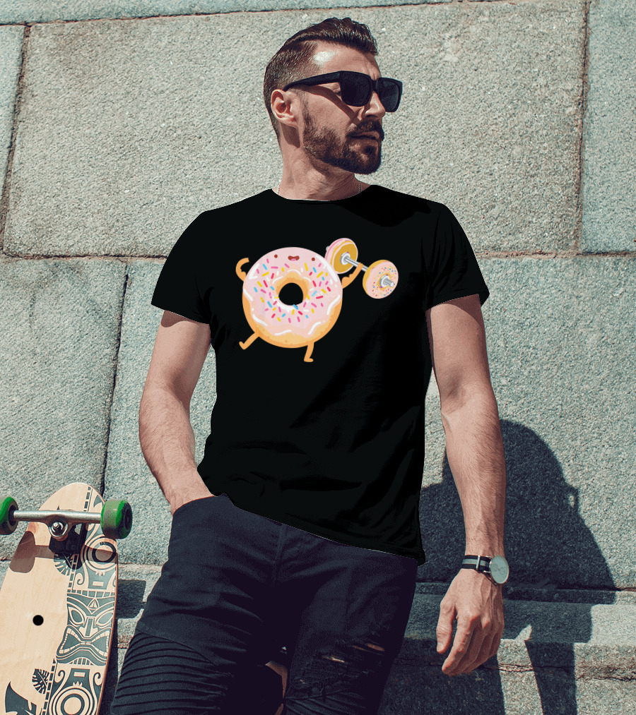 Funny Donut Gym Barbell Fitness Humor T-Shirt