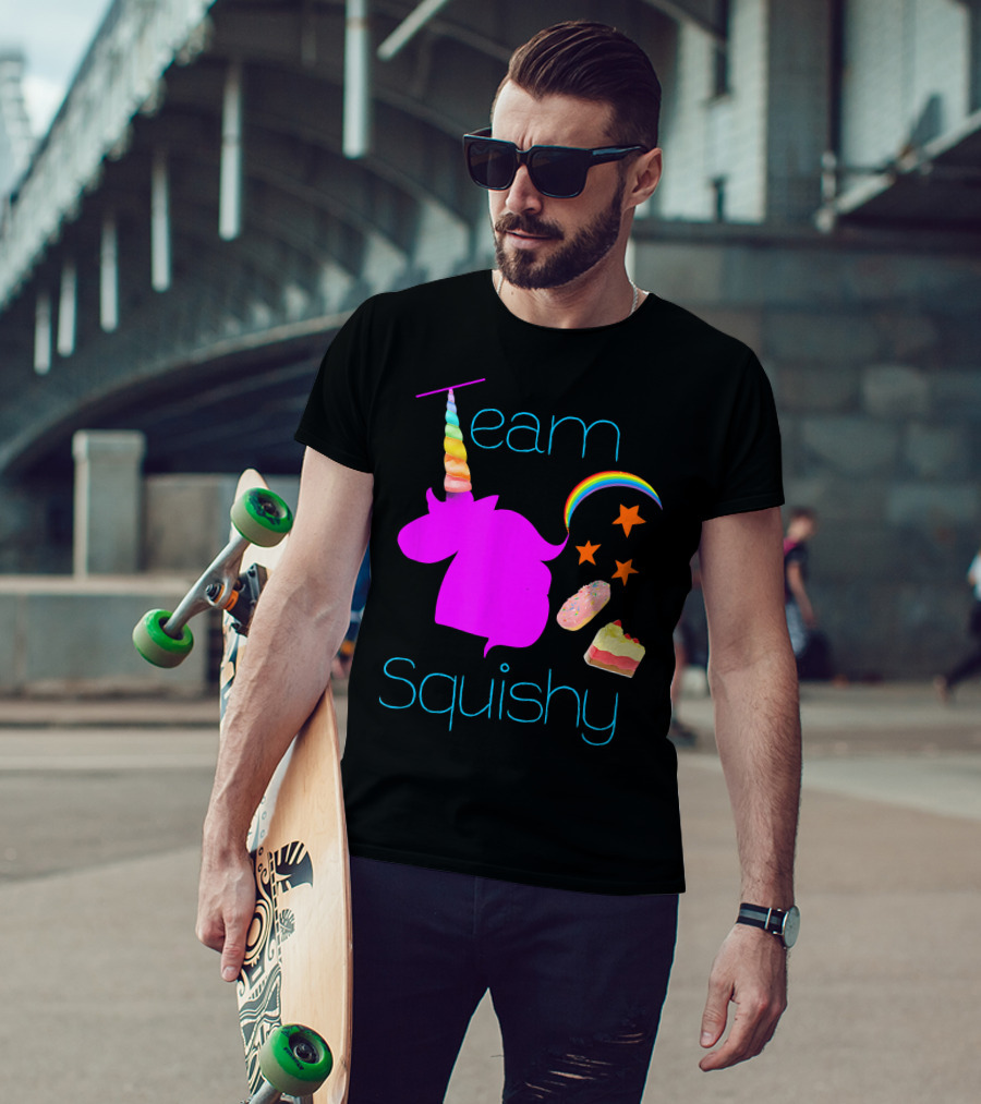 Team Squishy Forever Unicorn Rainbow Donut Cake Stars T-Shirt