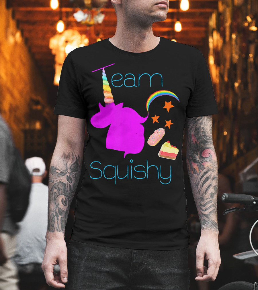 Team Squishy Forever Unicorn Rainbow Donut Cake Stars T-Shirt