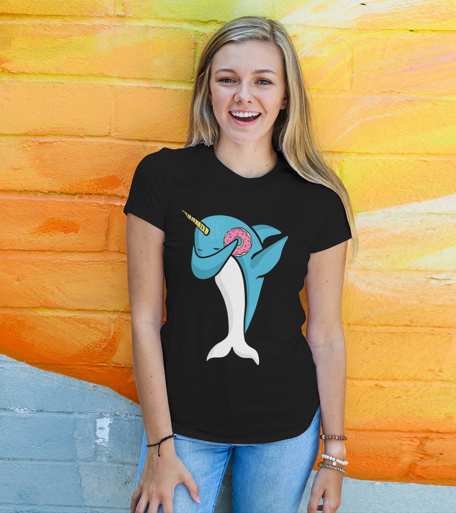 Narwhal Dabbing With Donut Pose T-Shirt