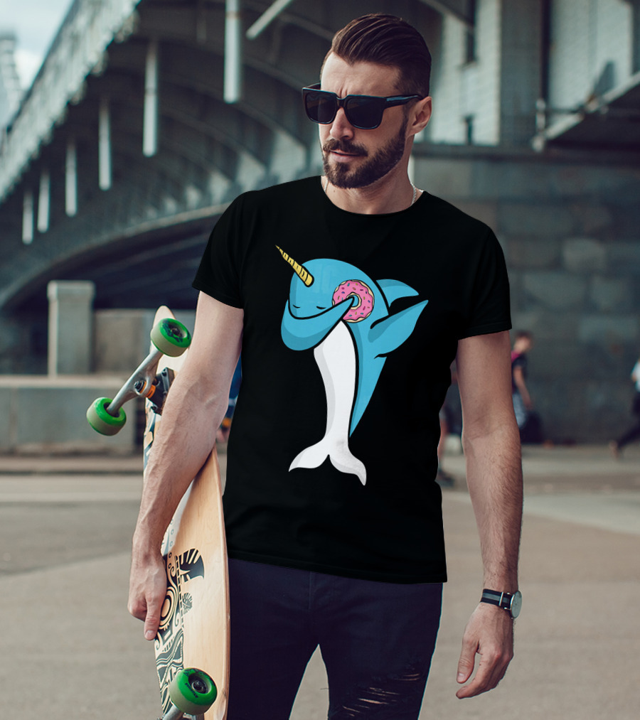 Narwhal Dabbing With Donut Pose T-Shirt