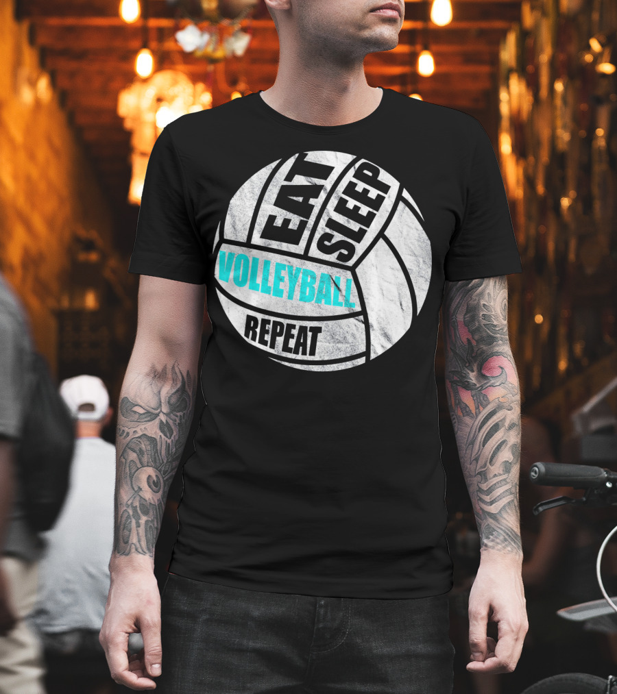 Eat Sleep Volleyball Repeat Distressed Girls Or Boys T-Shirt