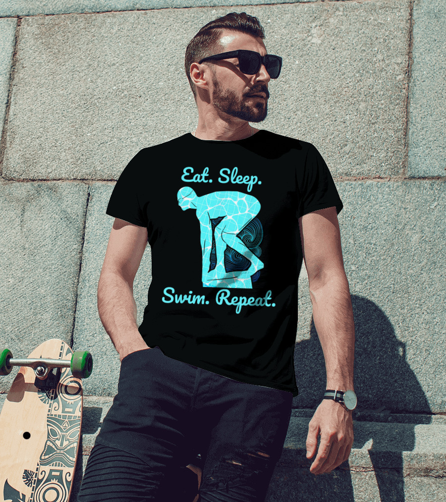 Eat Sleep Swim Repeat Swimmer In Diving Stance T-Shirt