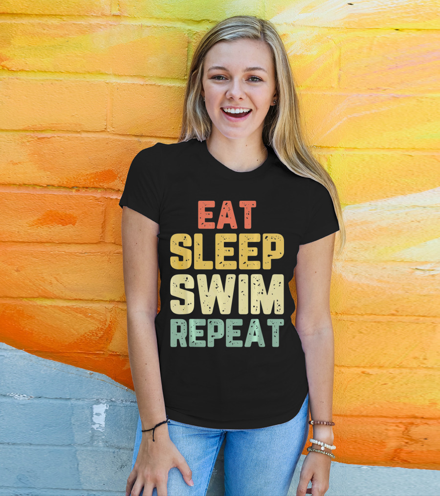 Eat Sleep Swim Repeat Swimming Vintage T-Shirt
