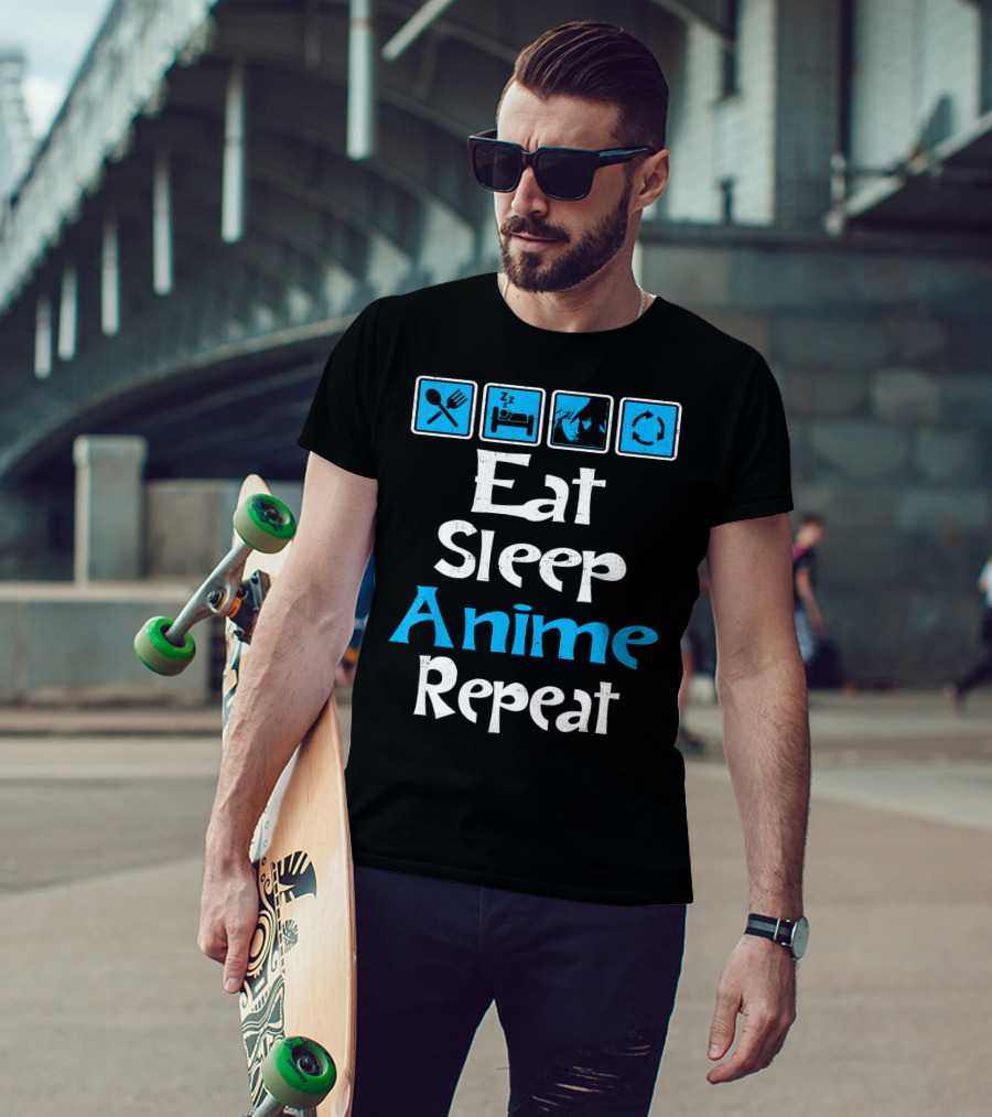 Eat Sleep Anime Repeat Manga SciFi T-Shirt