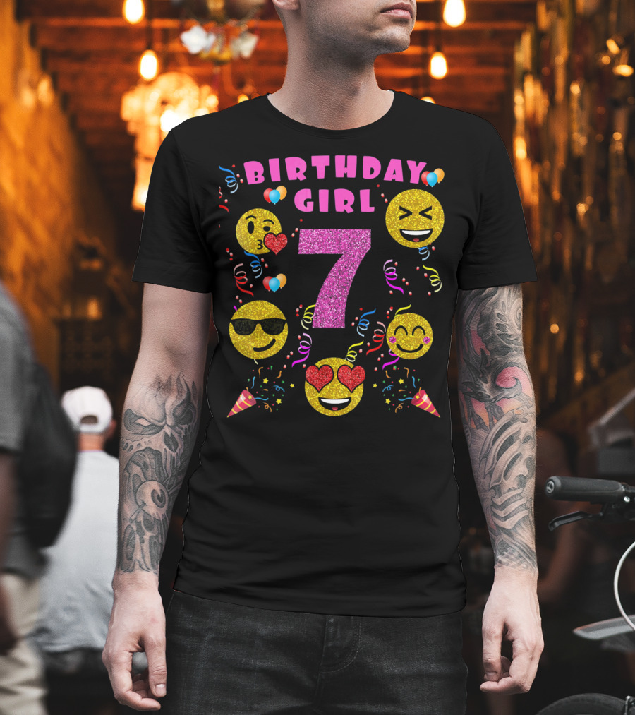 Birthday Girl 7 Emoji Party Celebration Fun T-Shirt