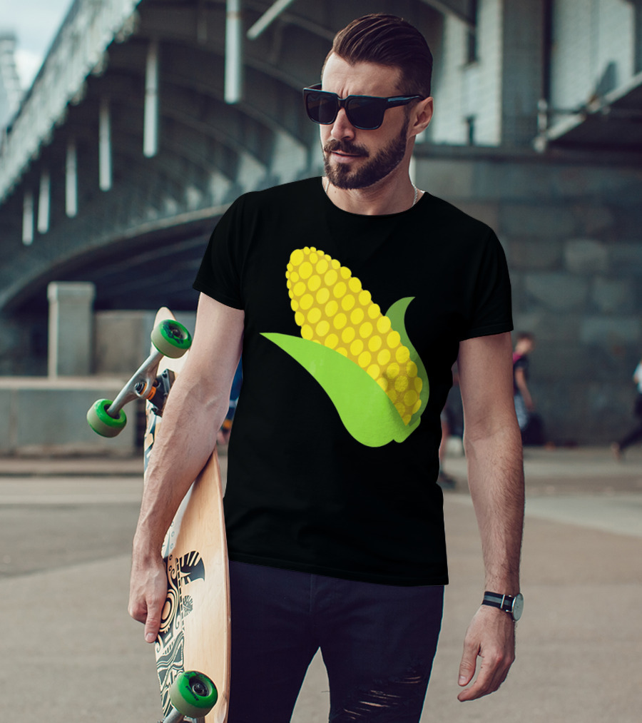 Emoji Corn On The Cob Yellow Kernels Green Husk T-Shirt