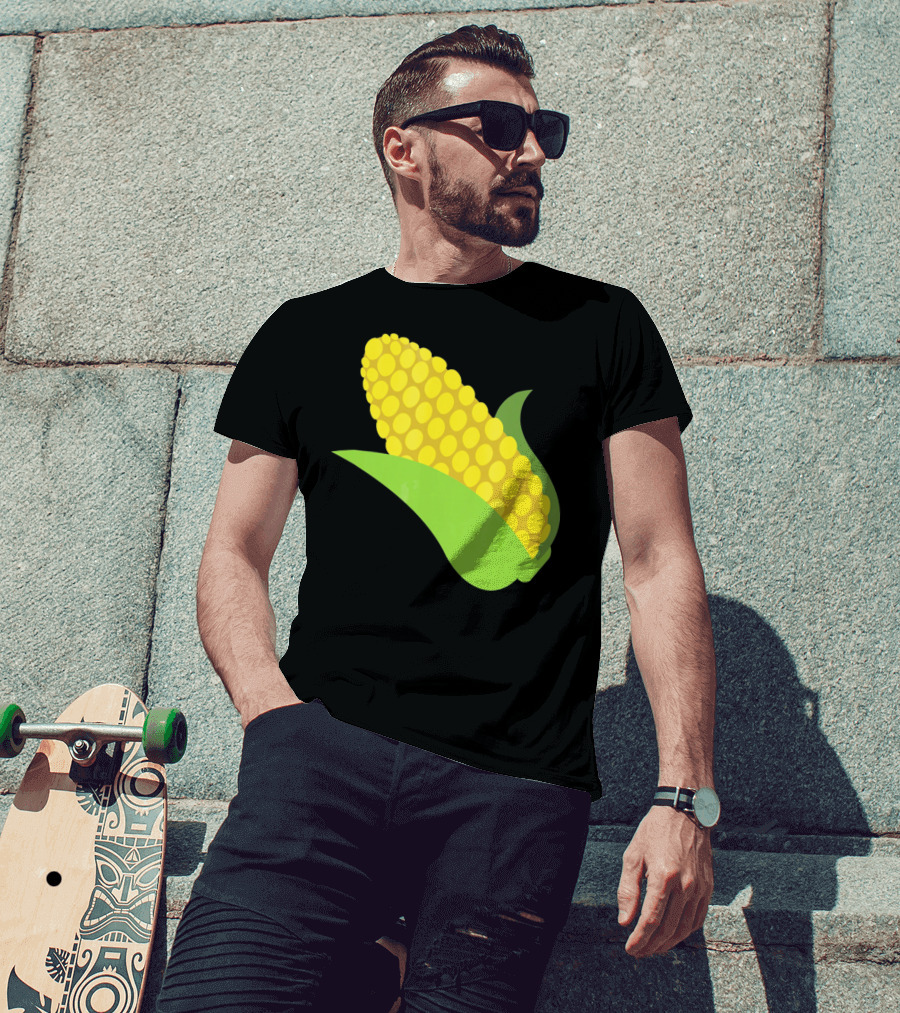 Emoji Corn On The Cob Yellow Kernels Green Husk T-Shirt