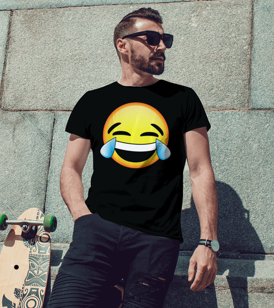 HD Emoji Tears Of Joy Face Laughin Hilarious Expression T-Shirt